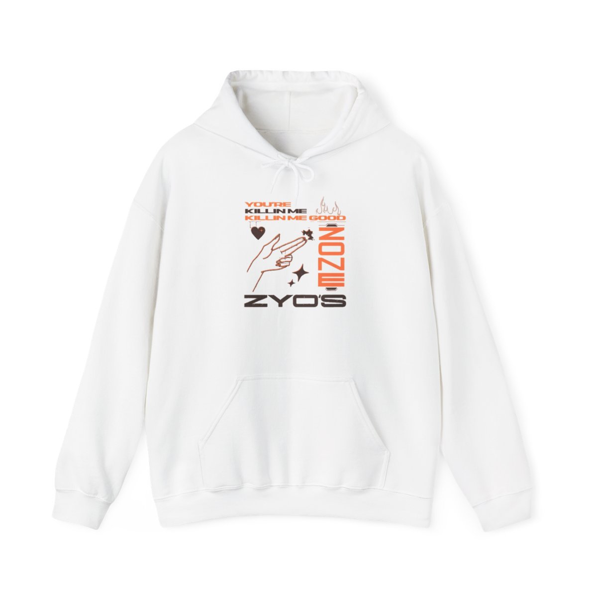 Minimal Tech Graphic ZYOS Hoodie | Futuristic Line Art, Orange Accents | TWICE Kpop — official TWICE Hoodies